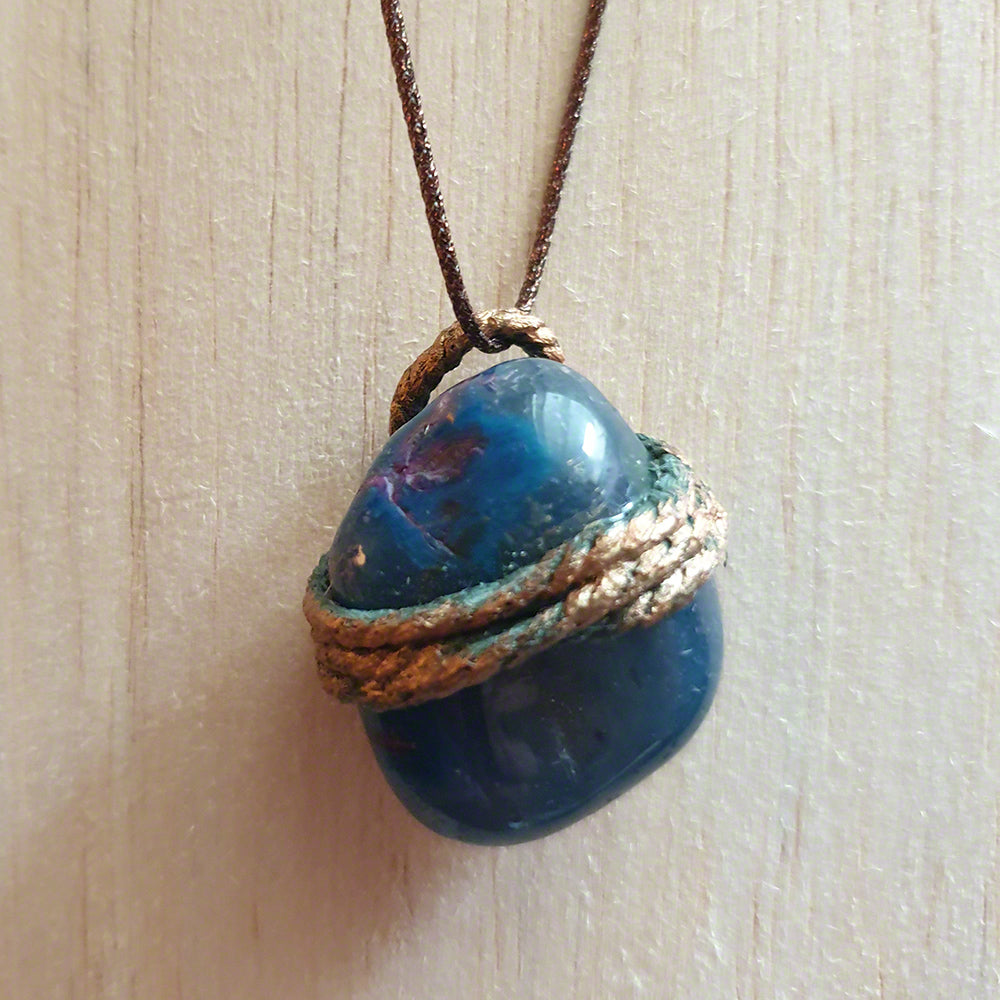 handmade stone pendant agate blue