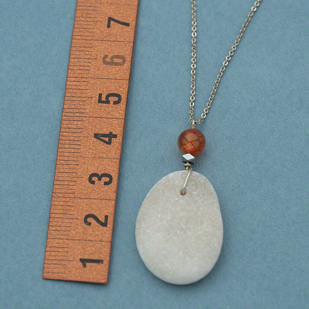 Sea pebble pendant with silver chain