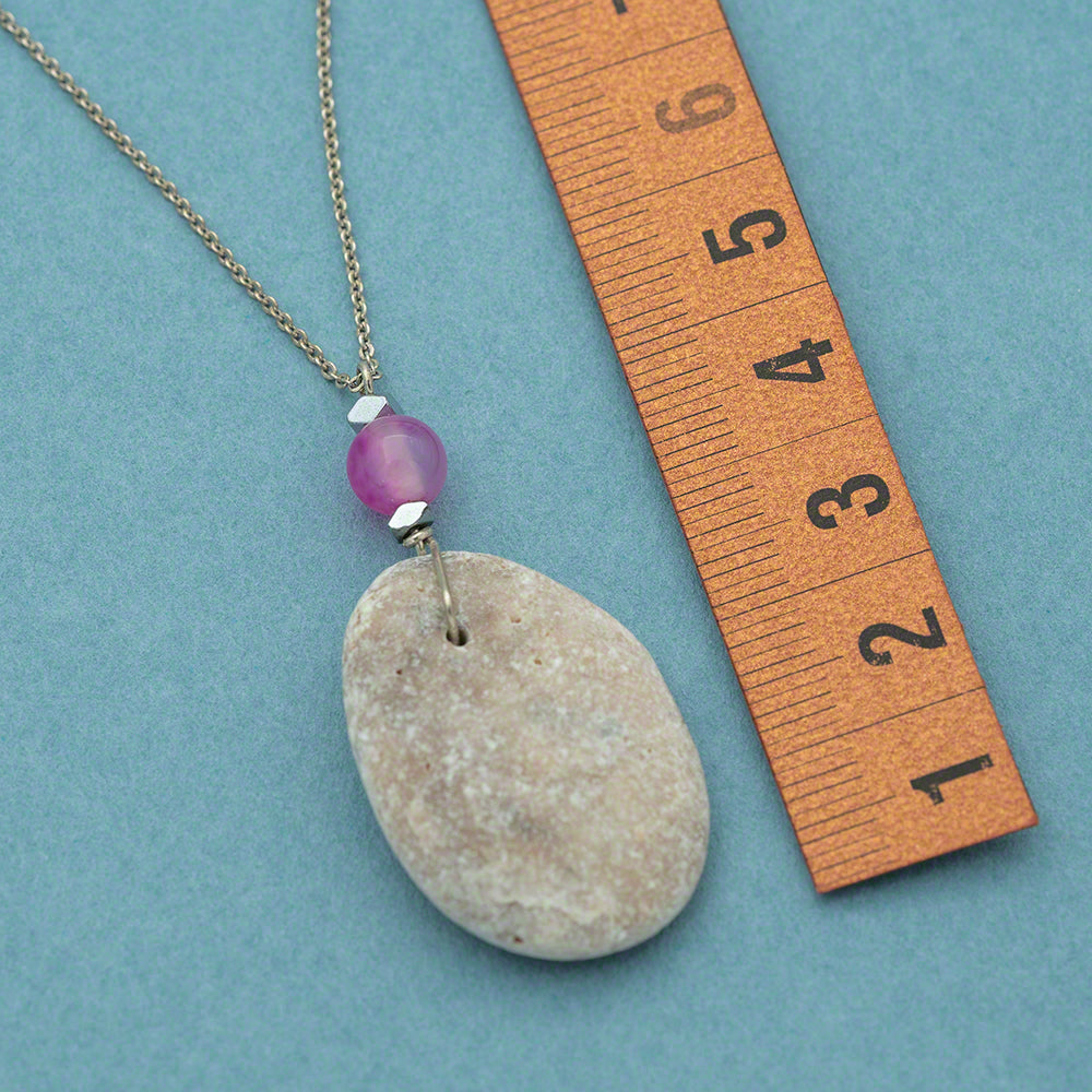 Sea pebble pendant with silver chain