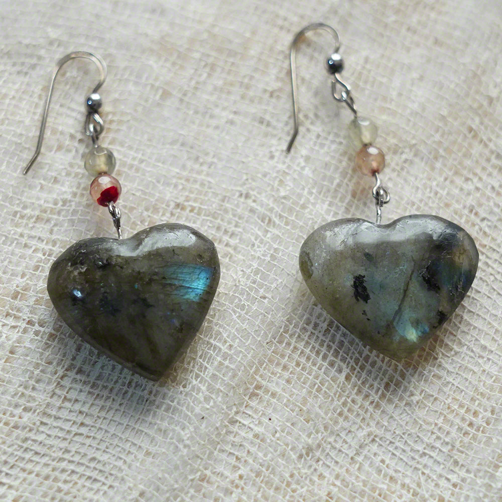 natural stone heart earrings