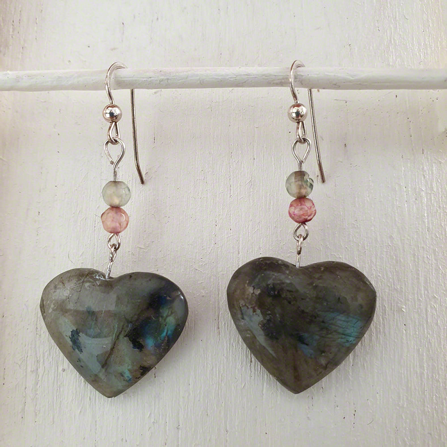 natural stone heart earrings