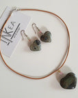 natural stone heart earrings pendant