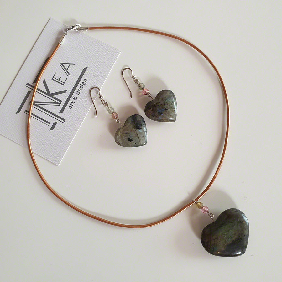 natural stone heart earrings pendant