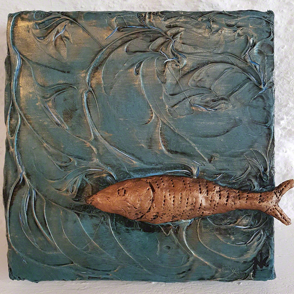 mixed media on canvas fish